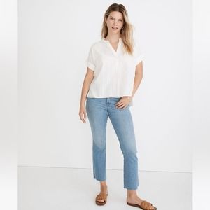 Madewell White V-Neck Blouse